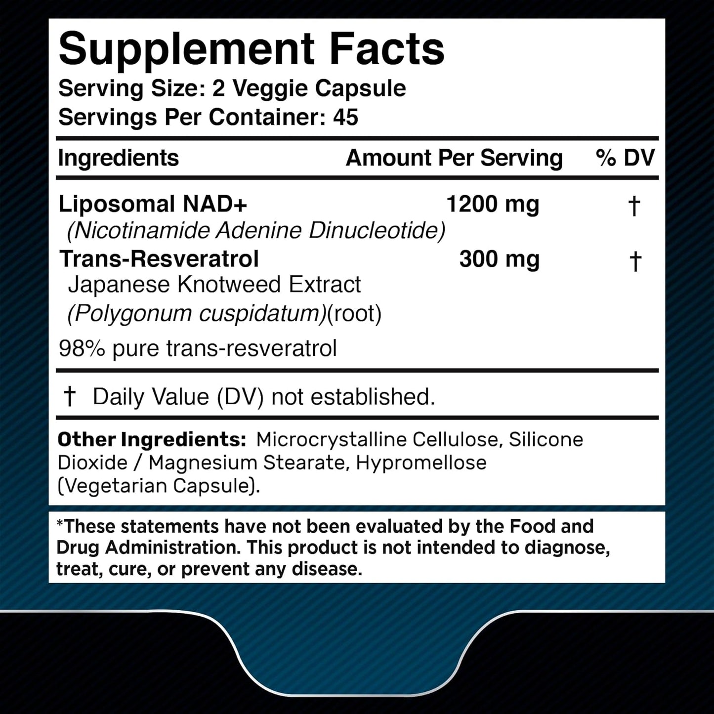 Liposomal Nad+ Resveratrol 1500 Mg Wellness 90 capsulas